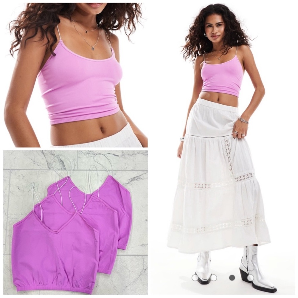NWOT Free People Skinny Strap Seamless Brami in Aurora (Lavender)Size M/L (8-14)